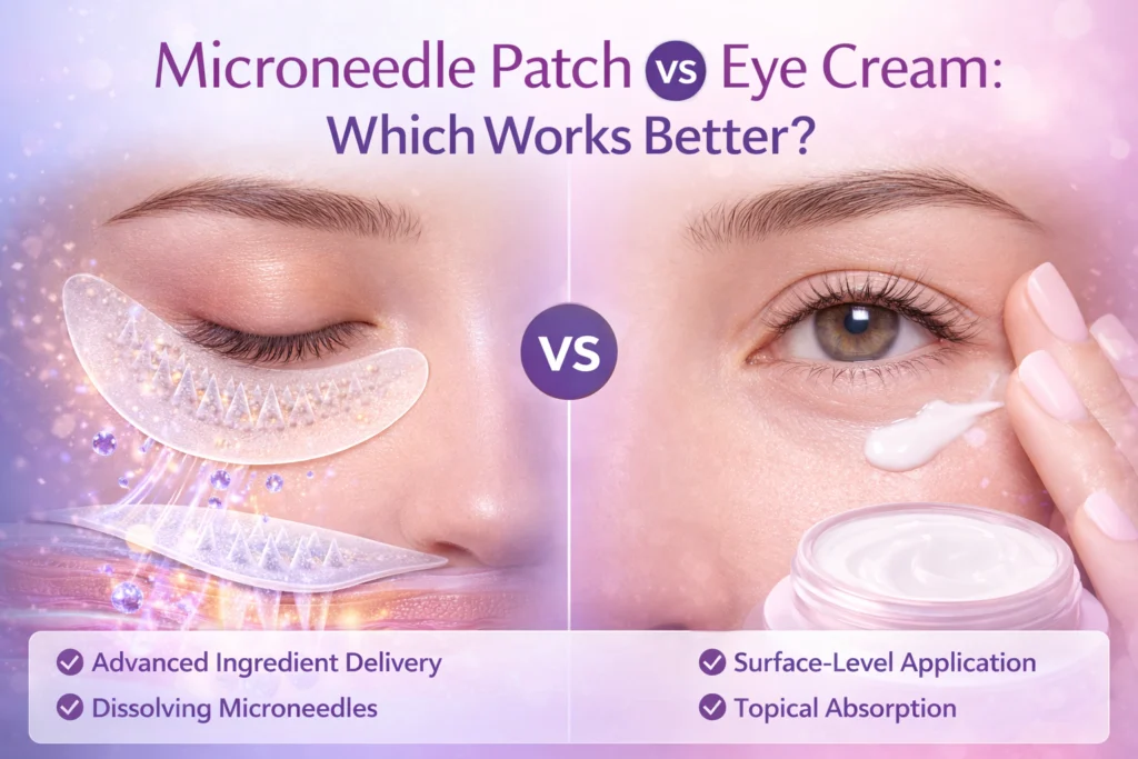 microneedle eye patch compared with traditional eye cream for under eye wrinkle treatment